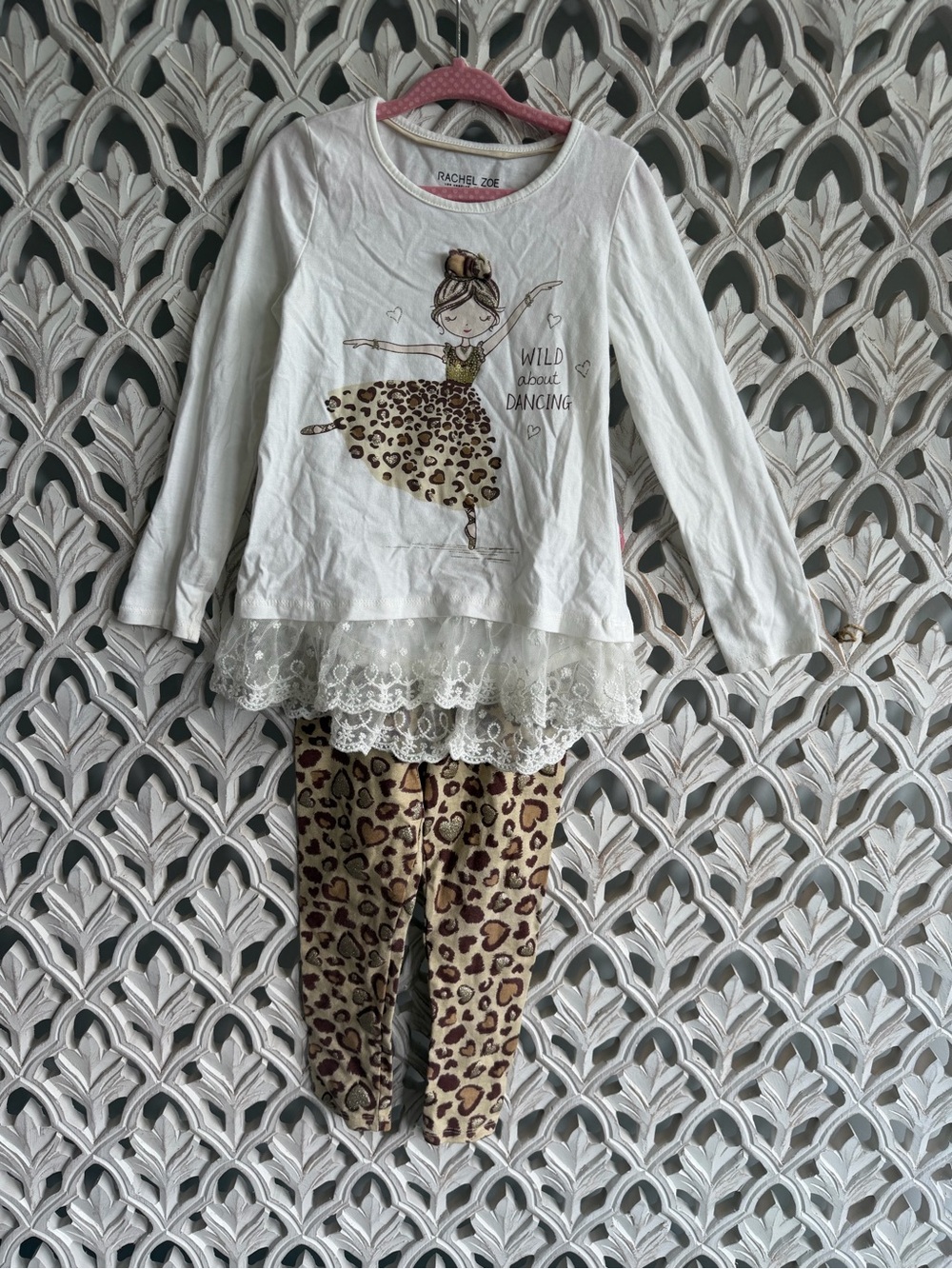 Rachel Zoe Girls 4 Leopard Ballerina Lace Tunic Leggings Set